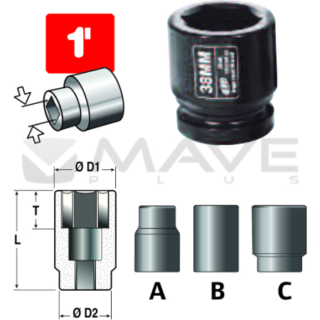 Nástrčná hlavice-ořech S68M38 1" 38mm